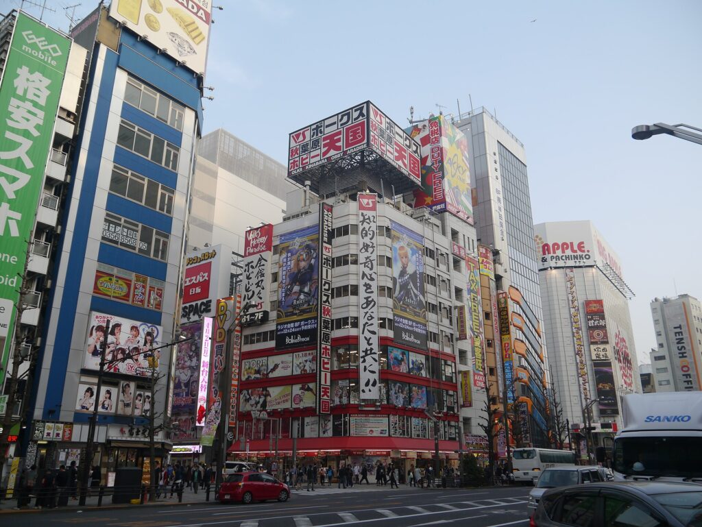 Akihabara Electric Town with electronics and entertainment storefronts in 2018