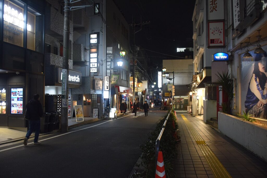 Night street in Shimokitazawa, Tokyo, in February 2026