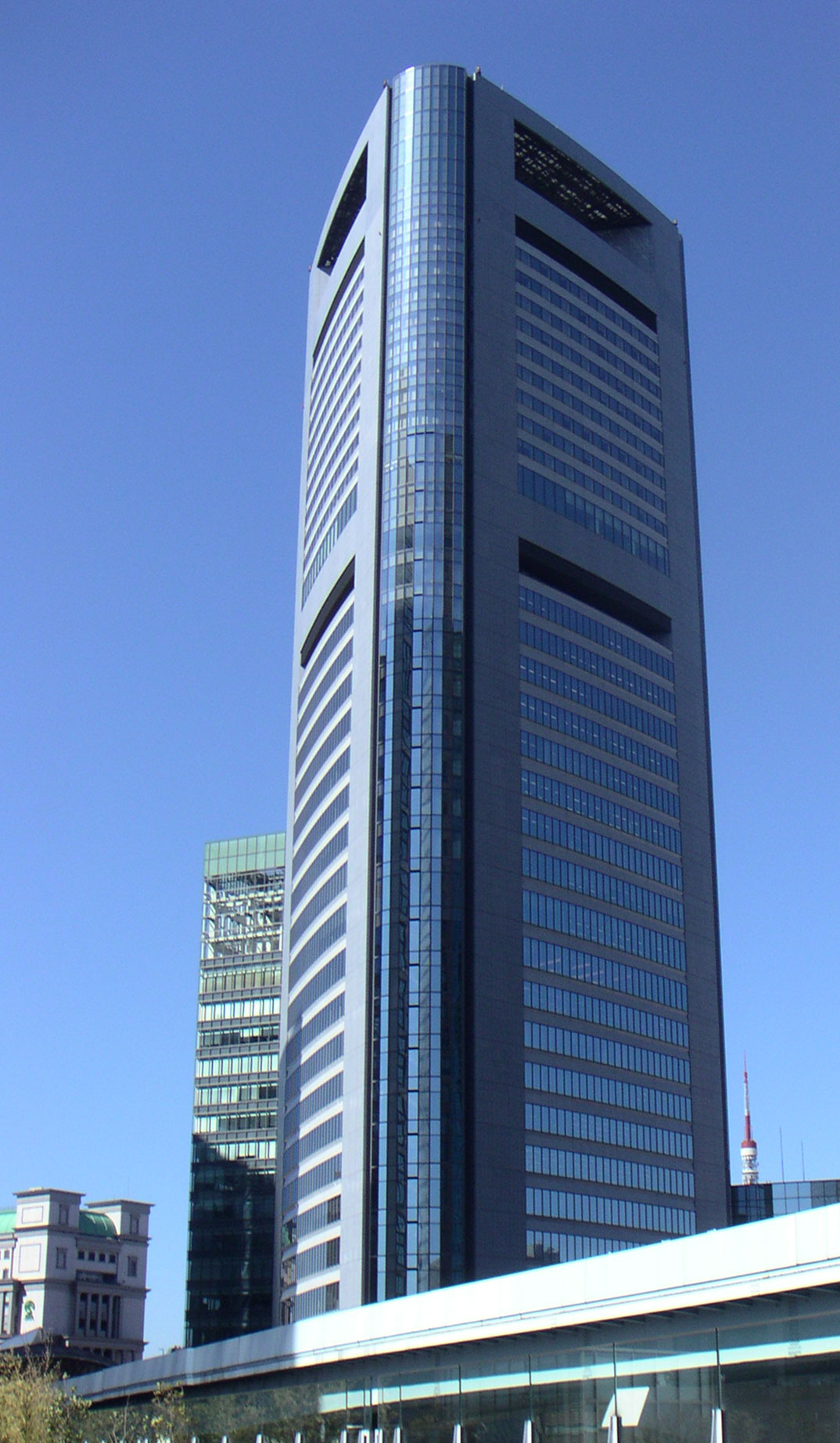 Shiodome Media Tower rising in the redeveloped Shiodome district