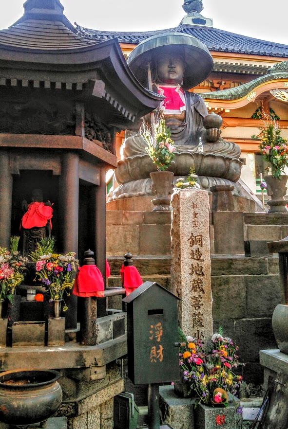 Bronze Edo Six Jizo statue at Shinsho-ji Temple beside the former Nakasendo in Sugamo