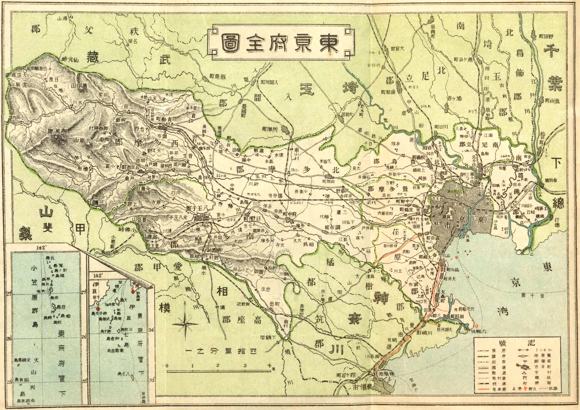 1910 map of Tokyo showing Tsukishima and the reclaimed waterfront