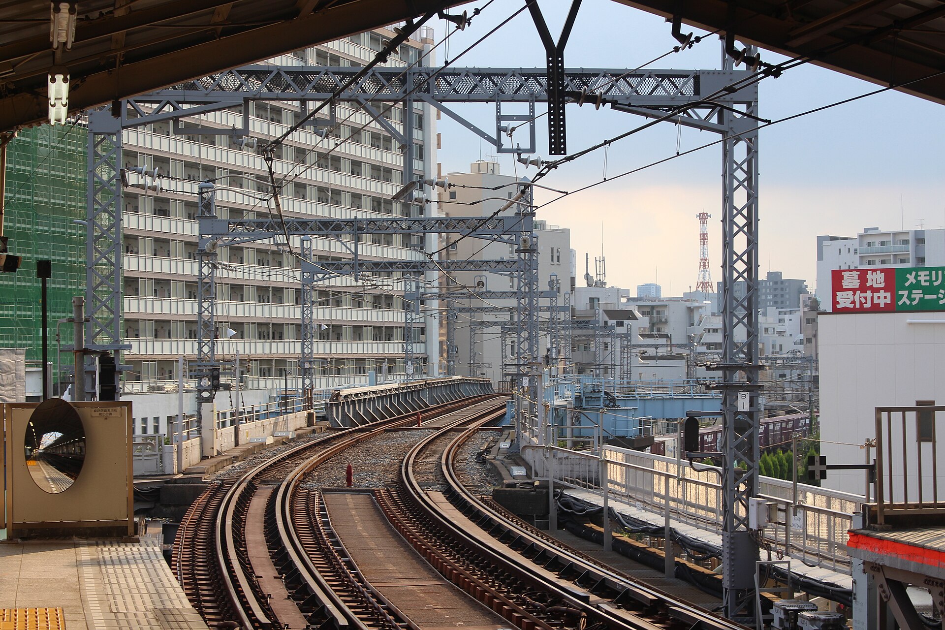 Railway tracks viewed from Tokyo Metro Minami-Senju Station