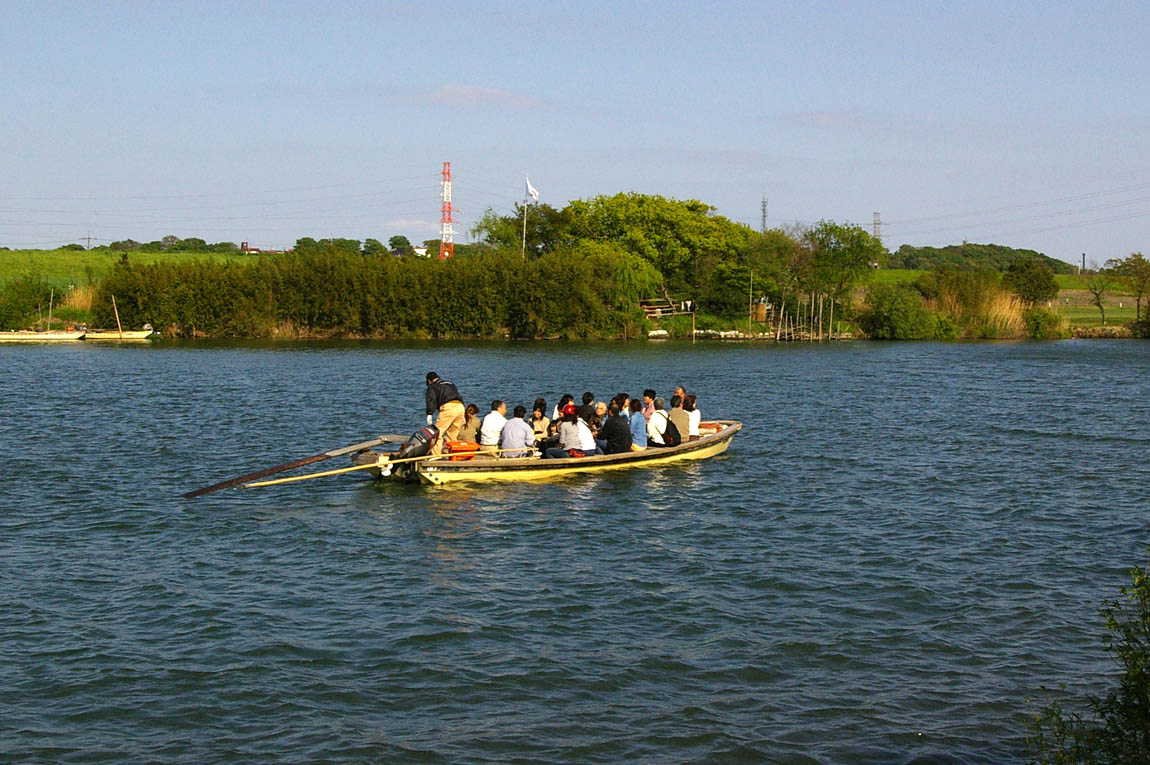 Yagiri ferry boat crossing the Edo River between Shibamata and Matsudo