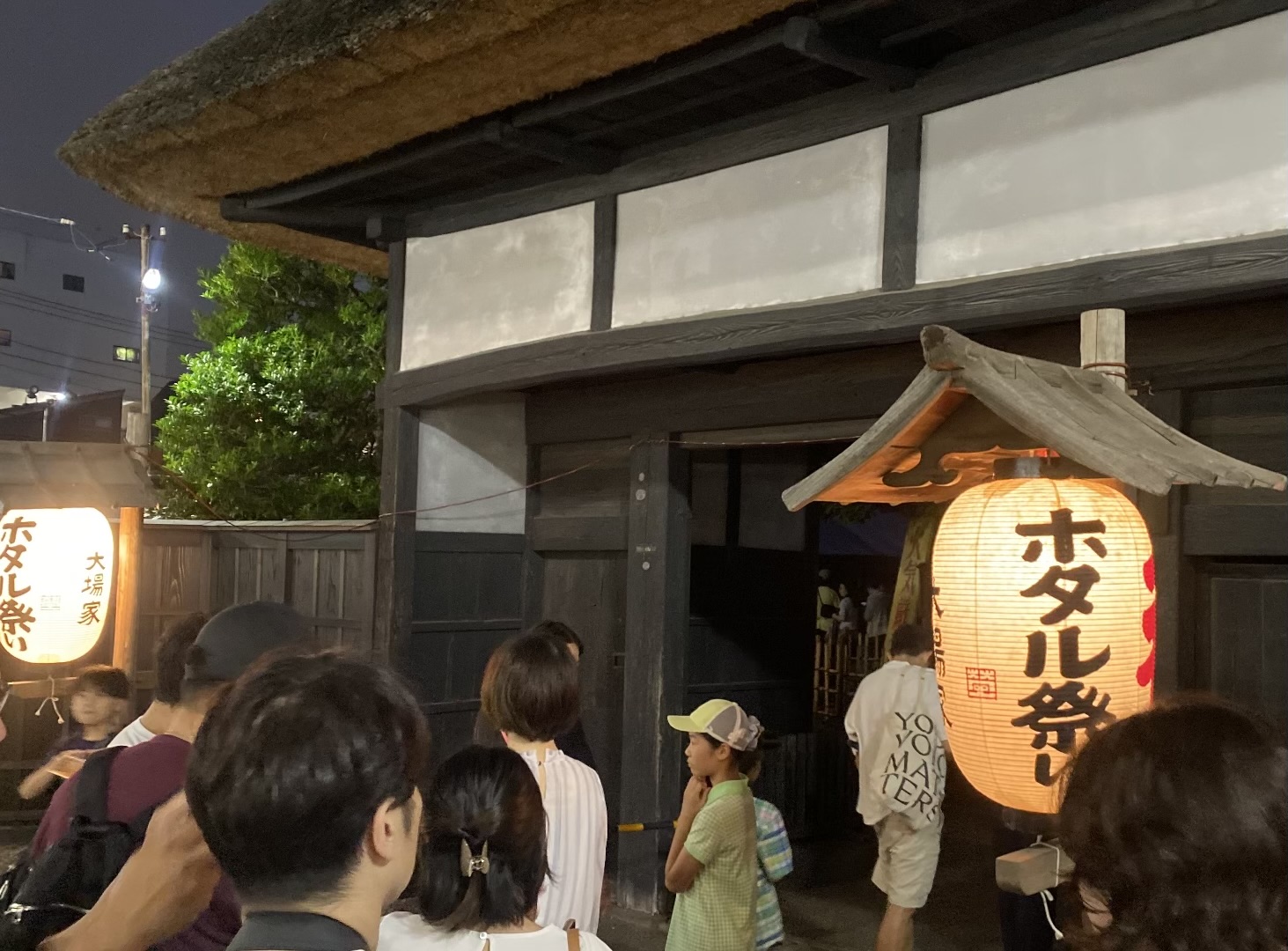 夜間の世田谷代官屋敷とホタル祭りの提灯