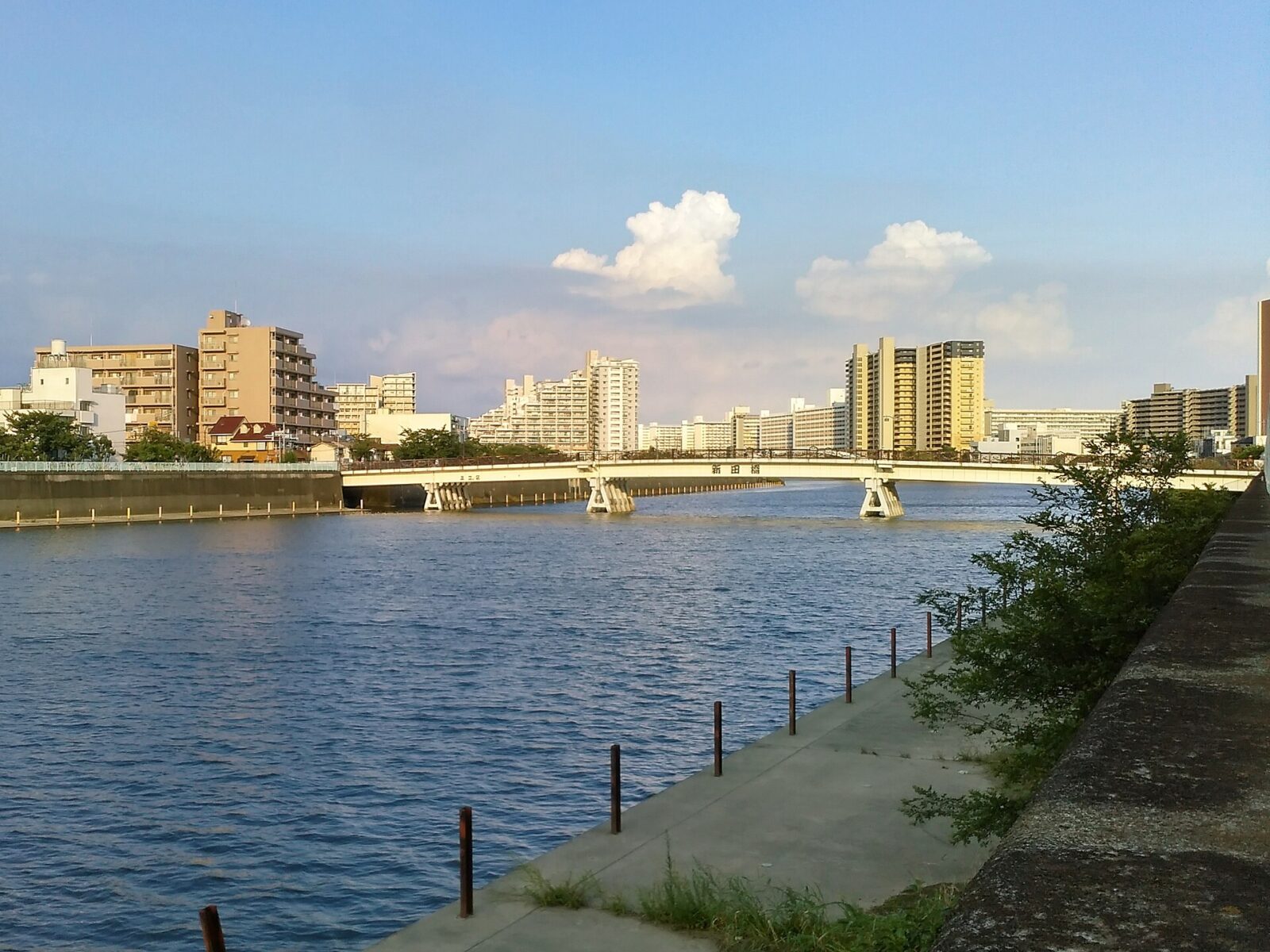 北区豊島と足立区新田の間を流れる隅田川と新田橋