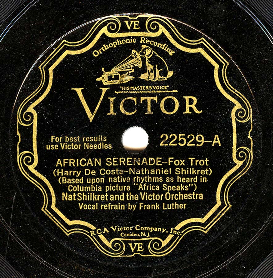 1930年のVictorレコード盤面に表示されたニッパー犬の商標