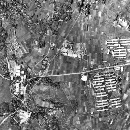 大蔵住宅建設前の世田谷区大蔵三丁目周辺を写した1945年から1950年の空中写真
