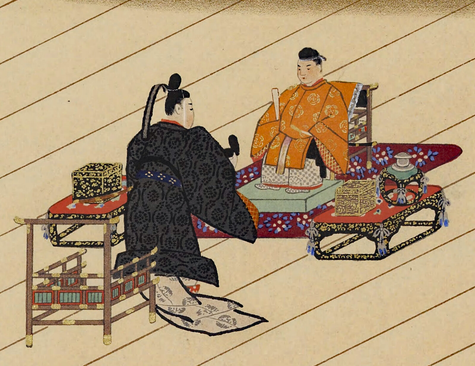 1844年の皇太子統仁親王の元服を描いた孝明天皇紀附図