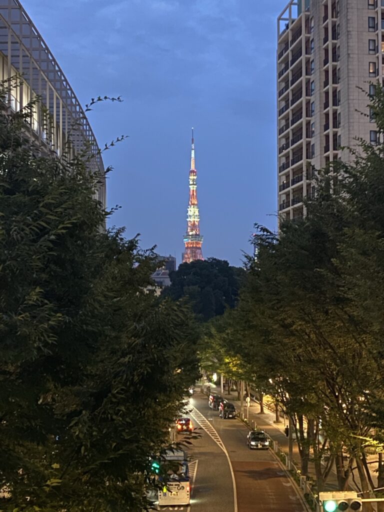 けやき坂から望むライトアップされた東京タワー