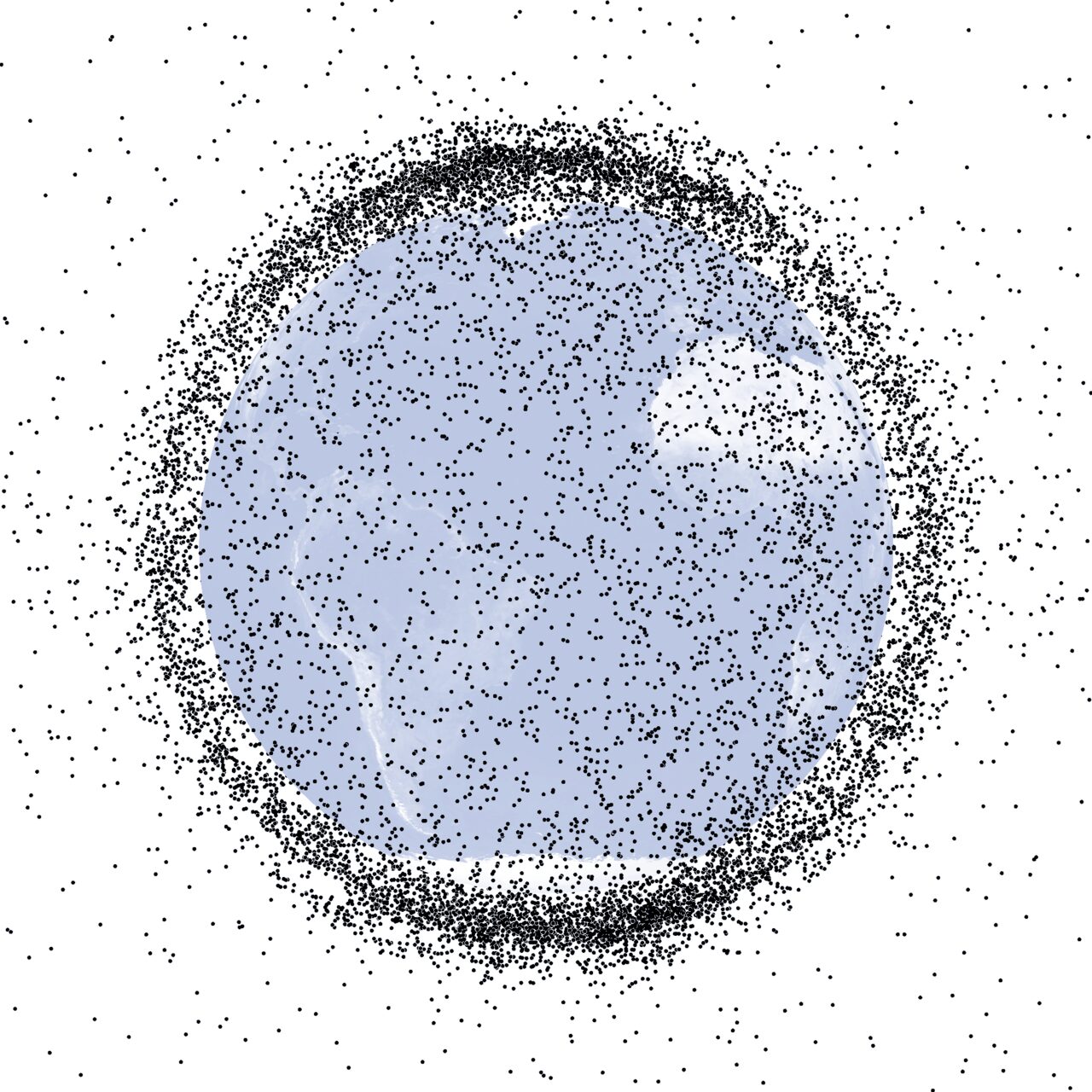 低軌道を周回する宇宙ごみを示したNASAの模式図