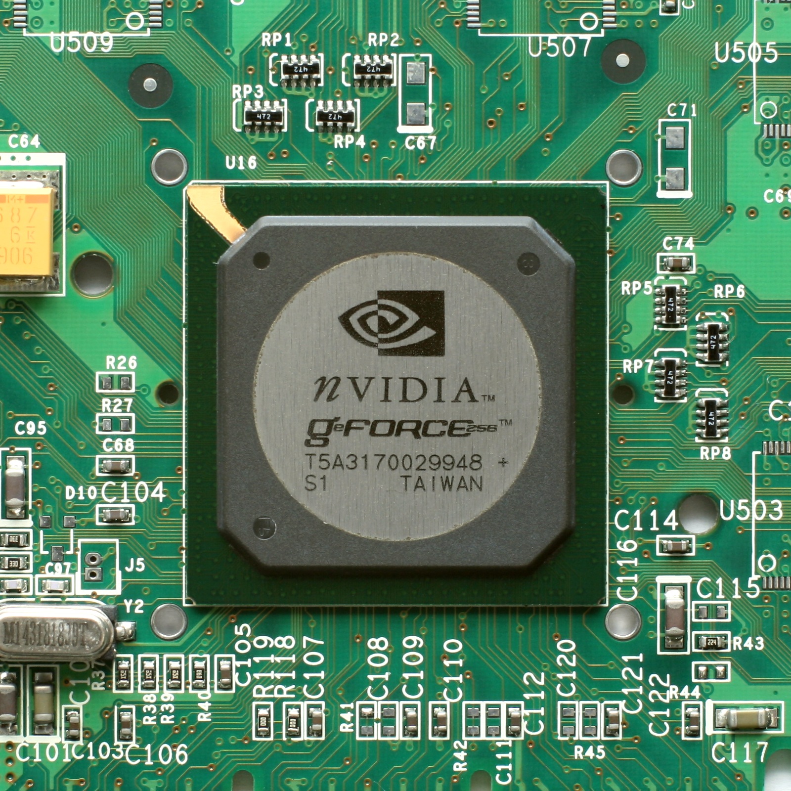 1999年に登場したNVIDIA GeForce 256のグラフィックスチップ