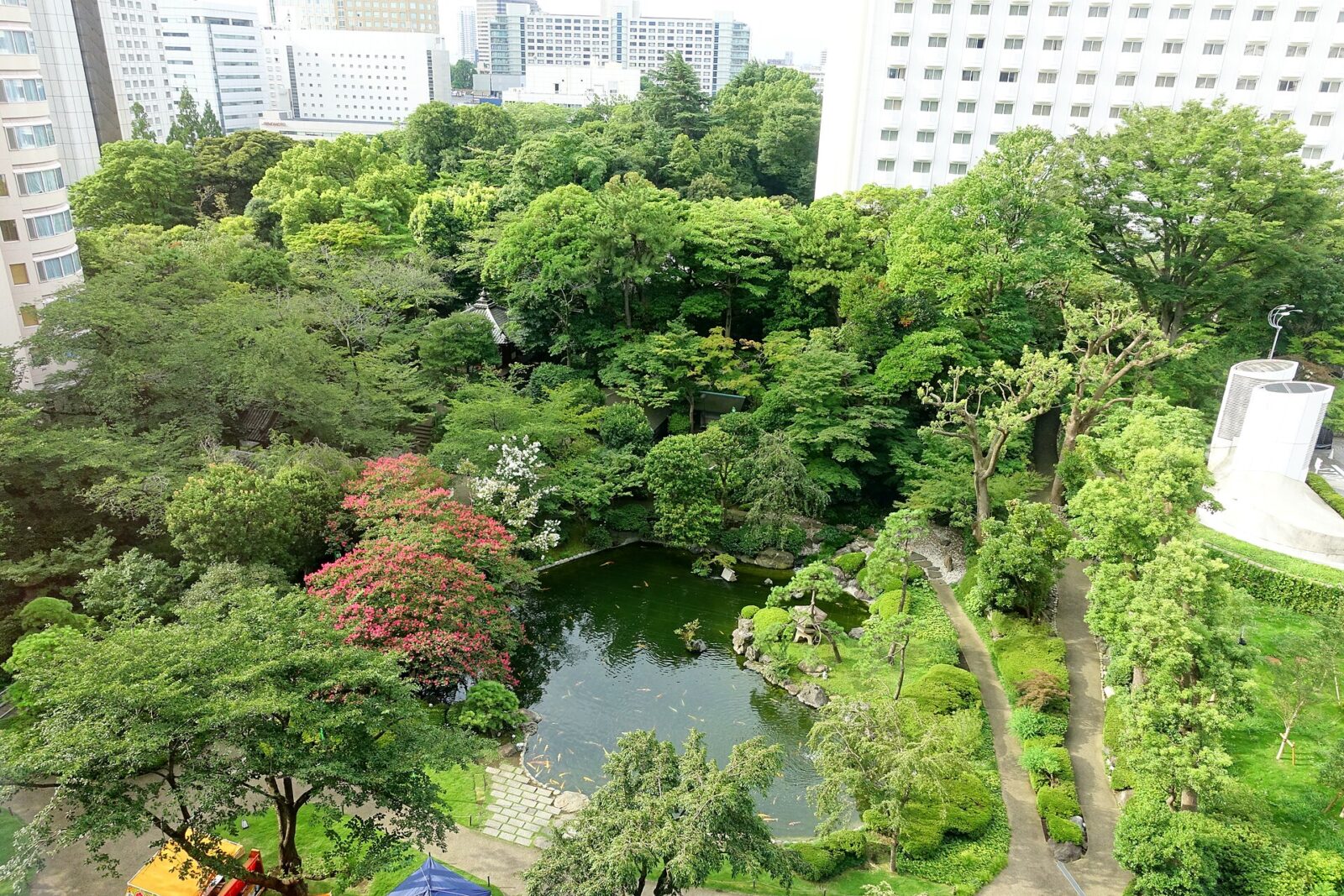 池と樹木が広がるグランドプリンスホテル高輪の日本庭園