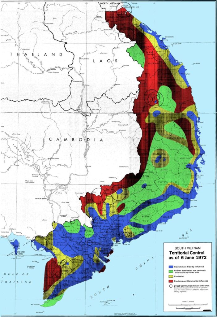 1972年にCIAが作成した南ベトナムの支配状況推定地図
