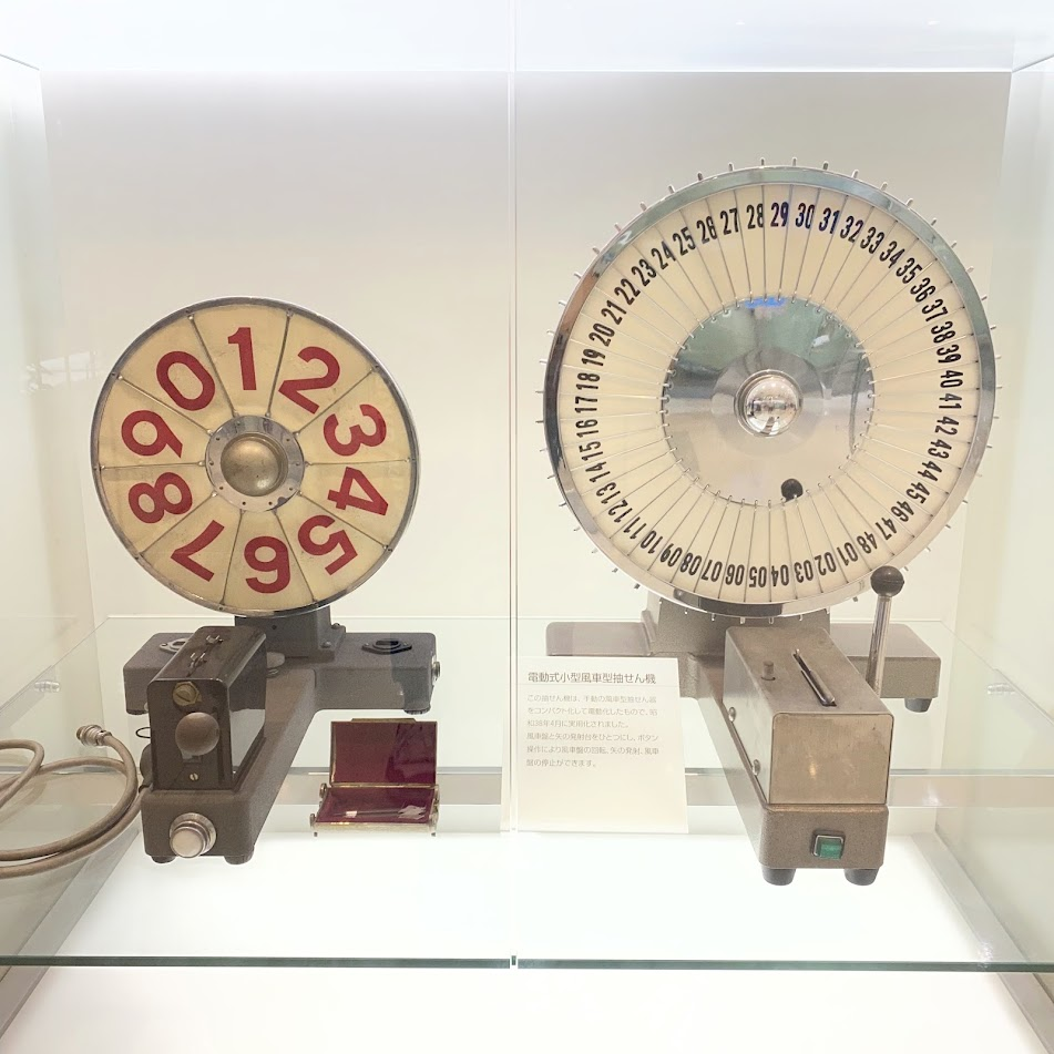 東京宝くじドリーム館に展示された昔の抽せん機