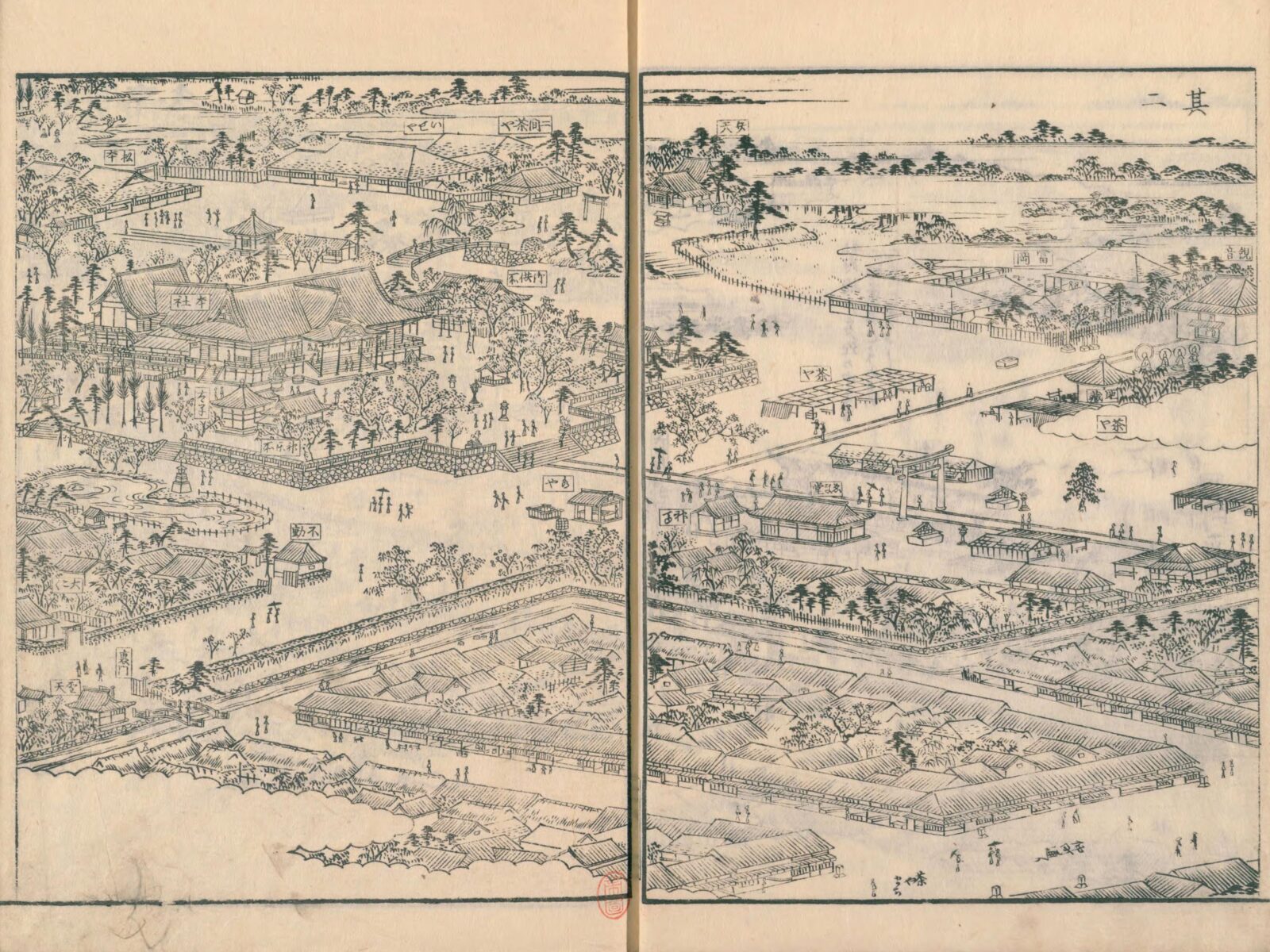 『江戸名所図会』に描かれた富岡八幡宮の社殿と境内