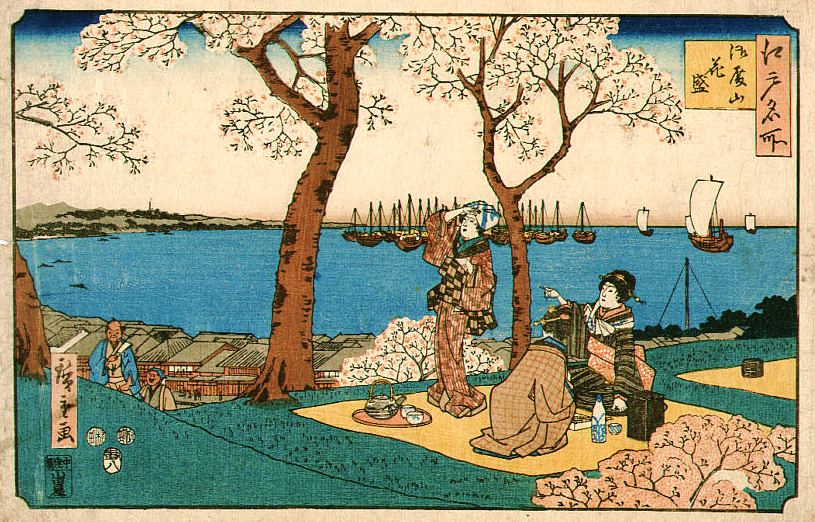 歌川広重が描いた江戸時代の御殿山の花見
