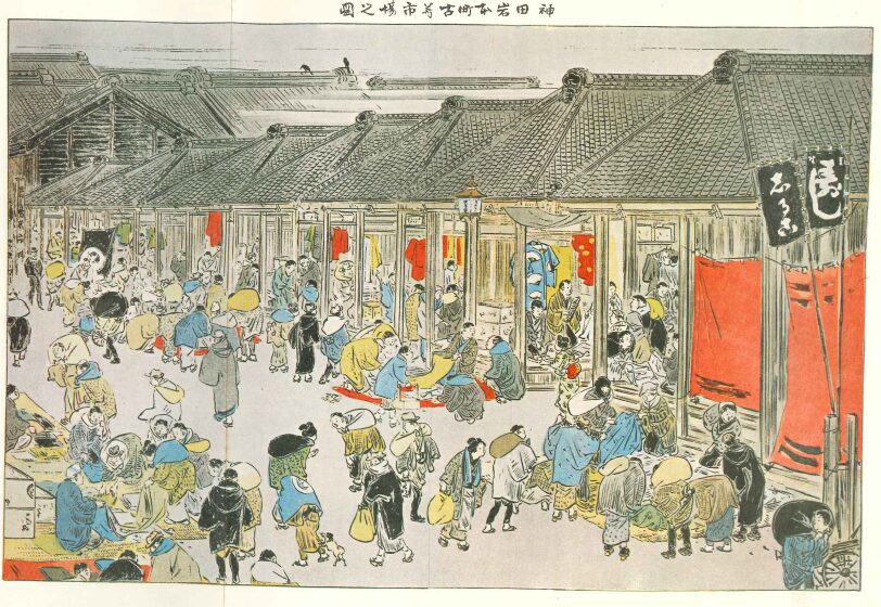 1900年の神田岩本町古着市場を描いた図