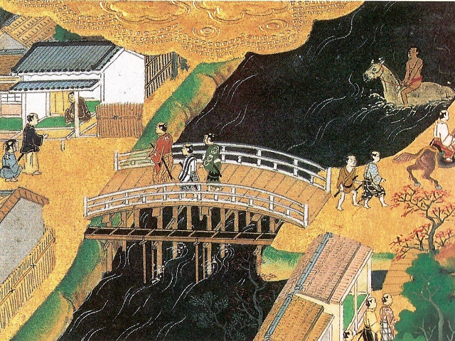 江戸図屏風に描かれた水道橋と神田上水懸樋