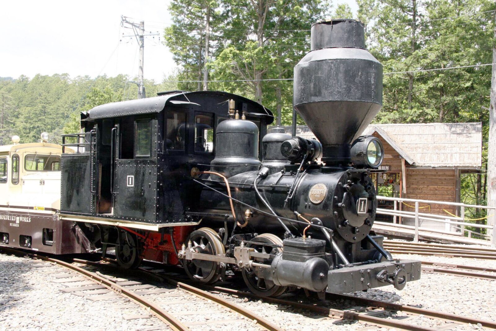赤沢自然休養林に保存されている木曽森林鉄道のボールドウィン蒸気機関車