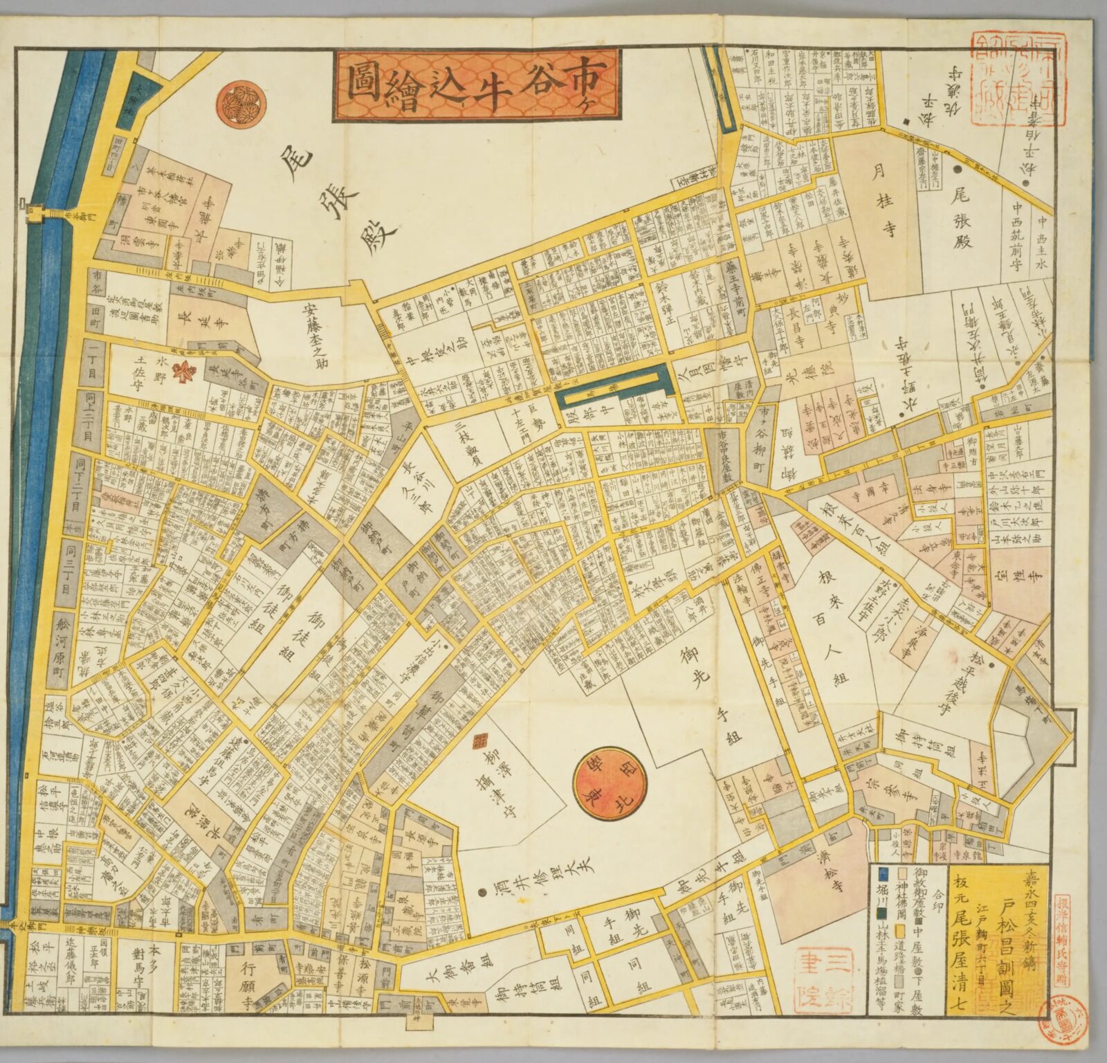 尾張屋版江戸切絵図「市ヶ谷牛込絵図」