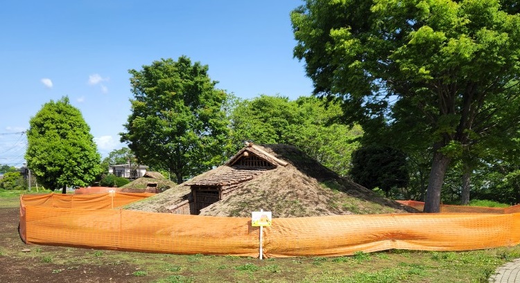 下野谷遺跡公園に復元された縄文時代の竪穴建物