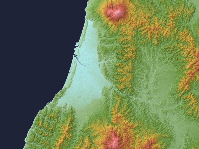 山形県庄内平野の地形図