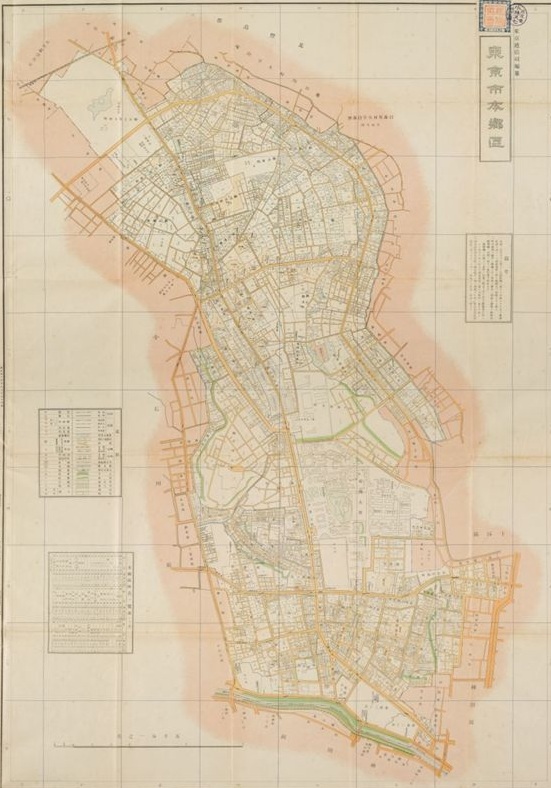 大正期の東京市本郷区を描いた番地界入東京市拾五区区分図