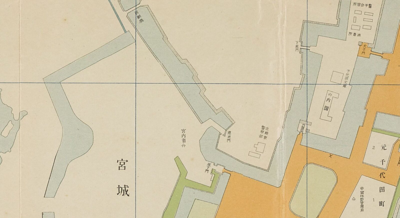 大正期の麹町区宮城・竹橋周辺の詳細古地図