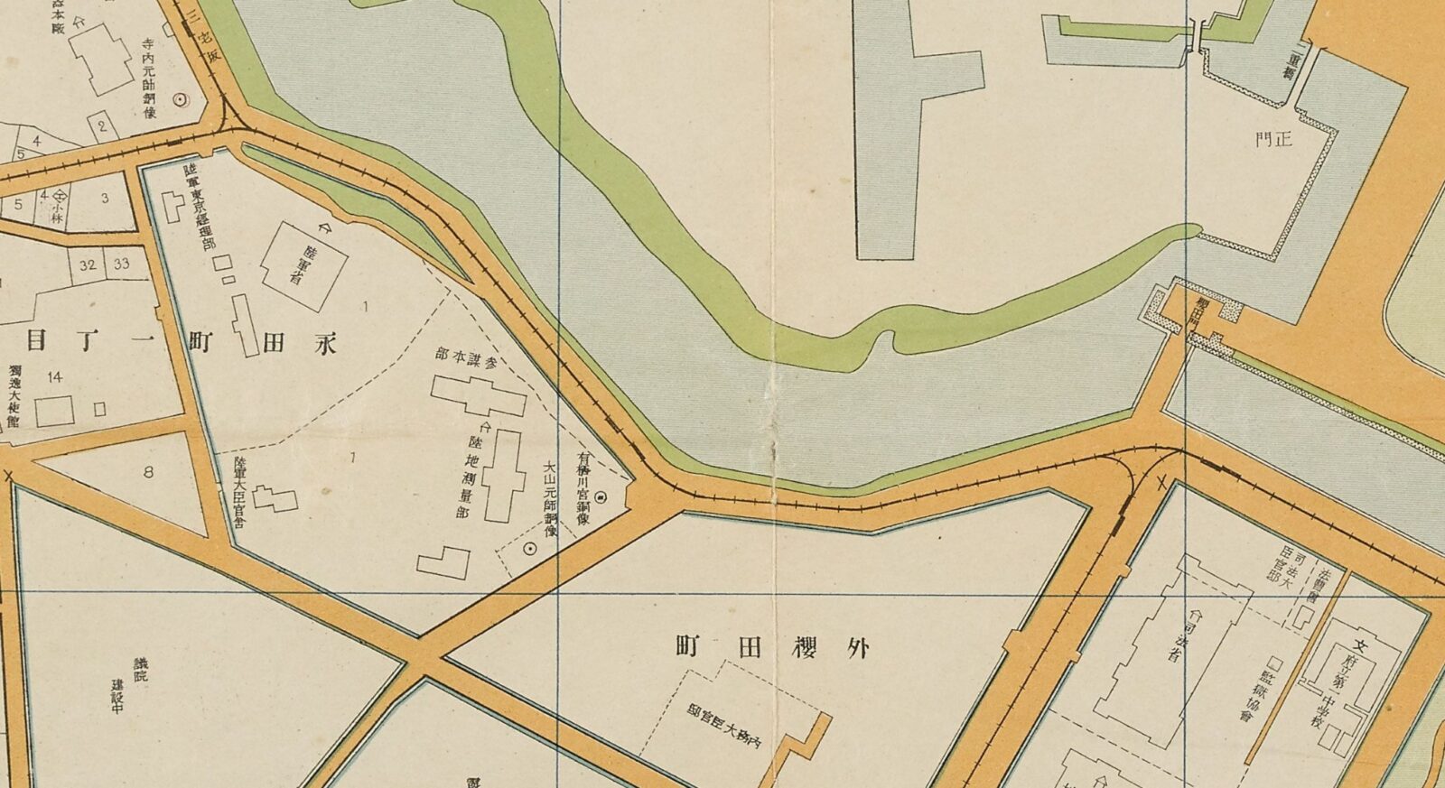 大正期の麹町区永田町・参謀本部周辺の詳細古地図