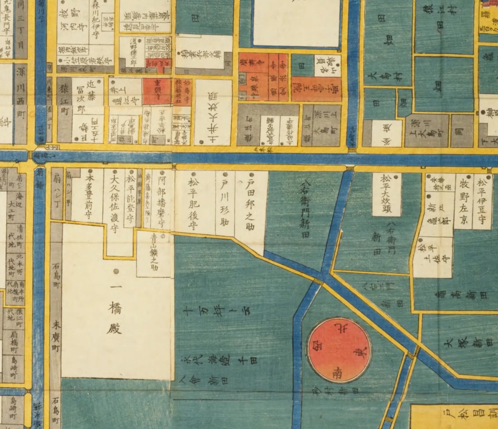尾張屋版『深川絵図』の猿江・木置場周辺の拡大図