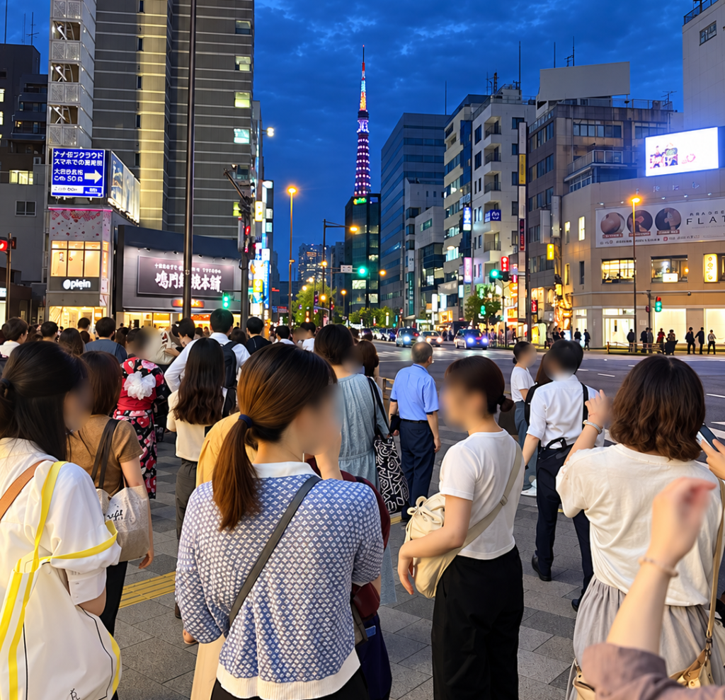 浜松町から増上寺へ向かう夜の街歩きと東京タワー