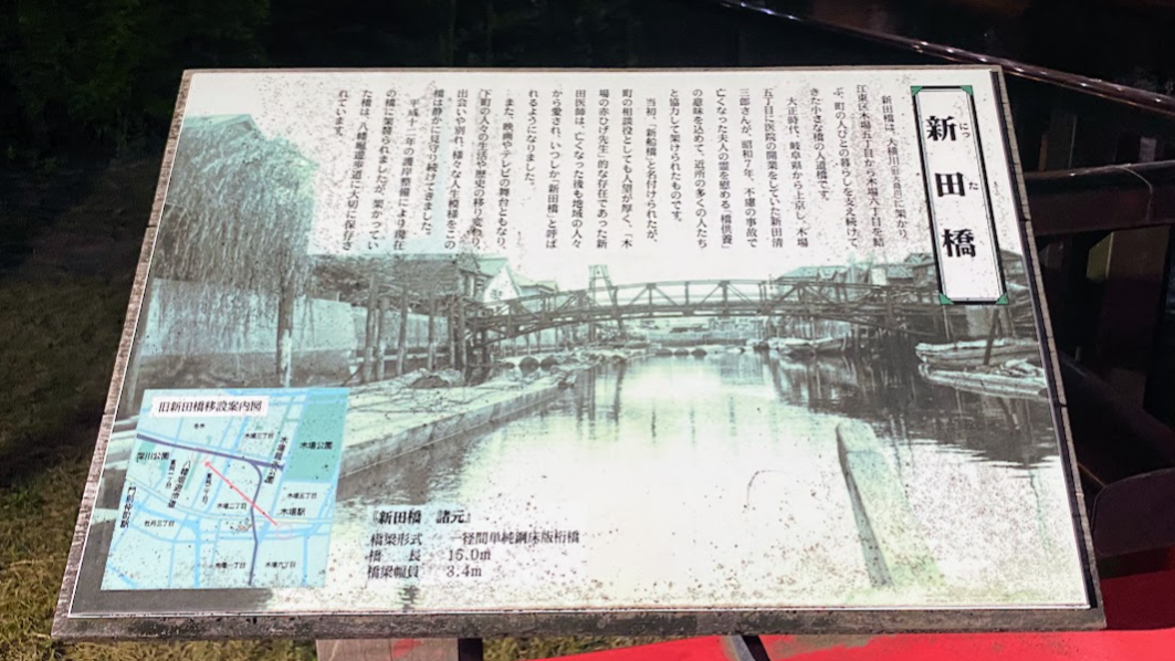 新田橋の由来を紹介する現地案内板