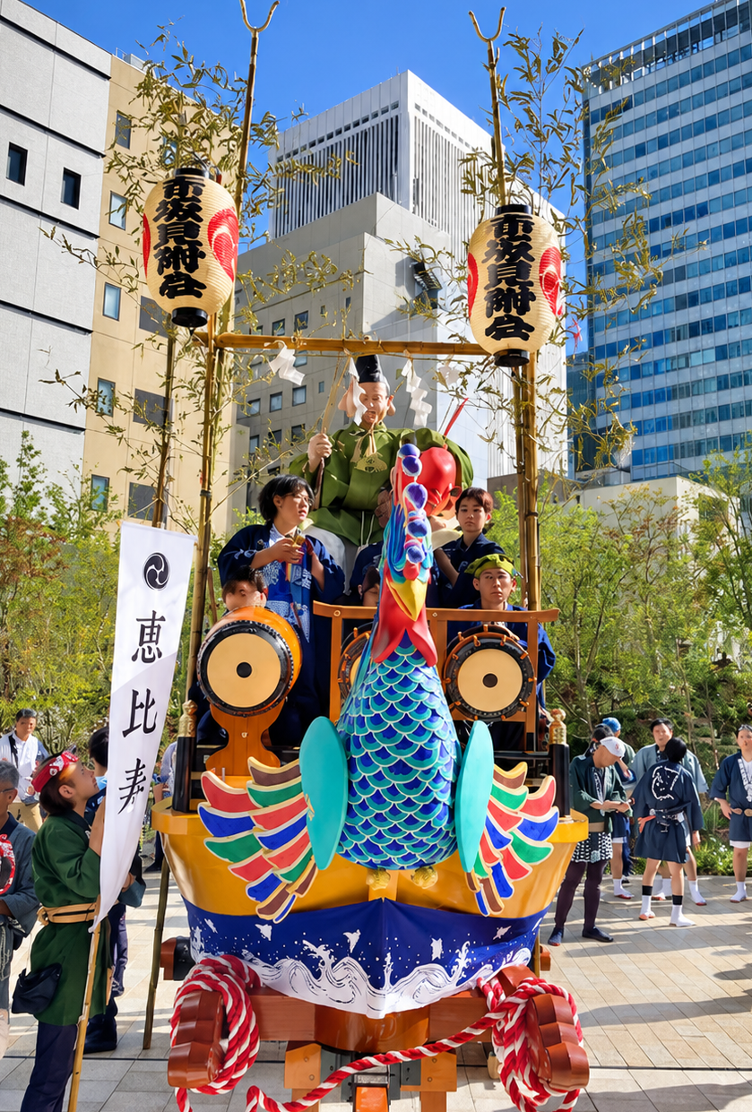 2024年9月15日の赤坂氷川祭神幸祭で集結した氷川山車「恵比寿」
