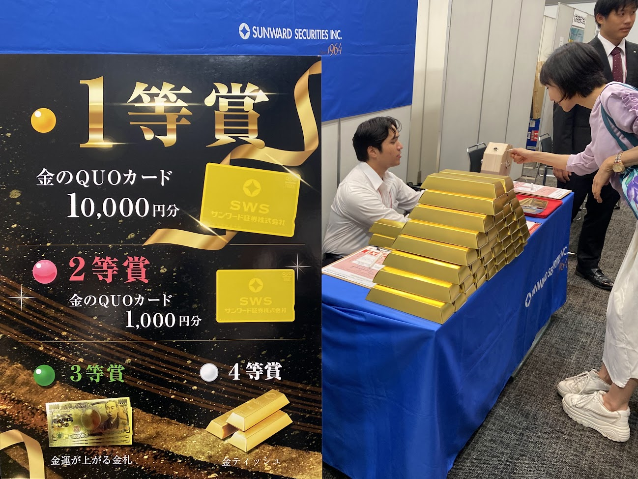 サンワード証券の金関連展示と抽選企画
