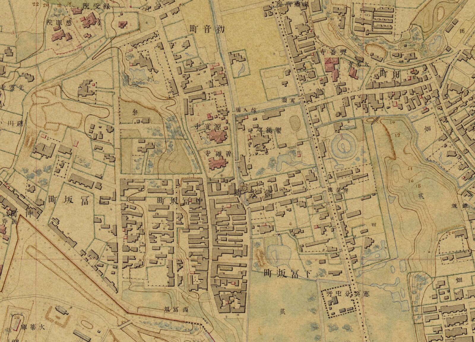 明治五千分一東京図1038 小石川の製紙場周辺の拡大図