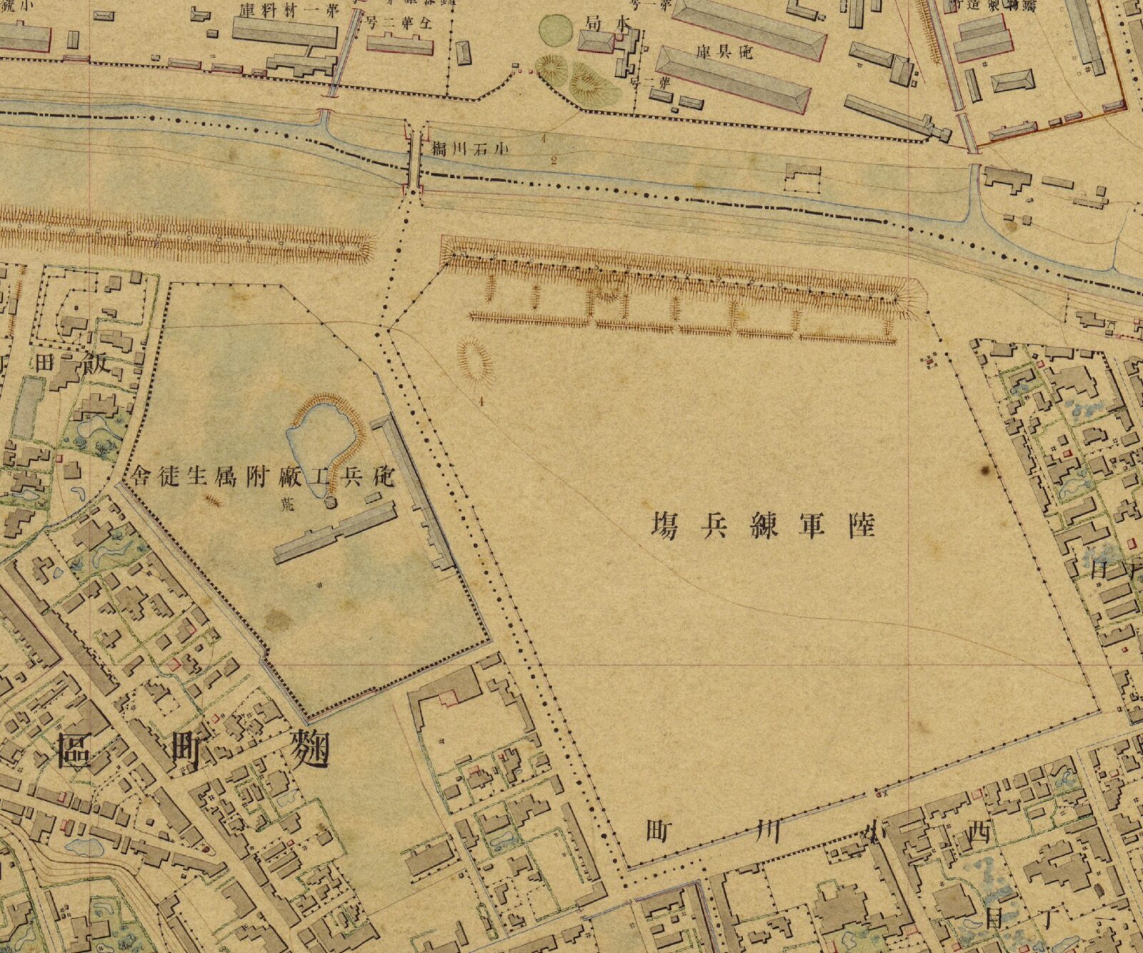 明治五千分一東京図1038 陸軍練兵場周辺の拡大図
