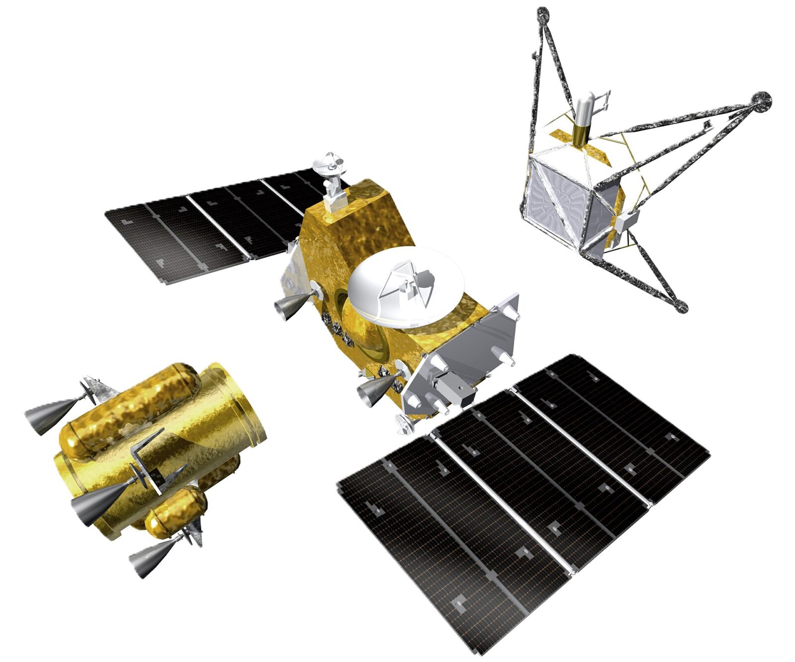 JAXAの火星衛星探査計画MMX探査機を3モジュールに分けたCG