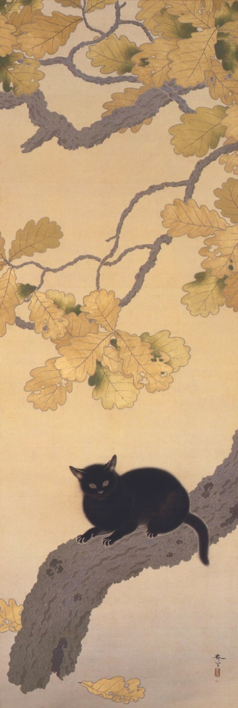日本美術院創立メンバー菱田春草が1910年に描いた《黒き猫》
