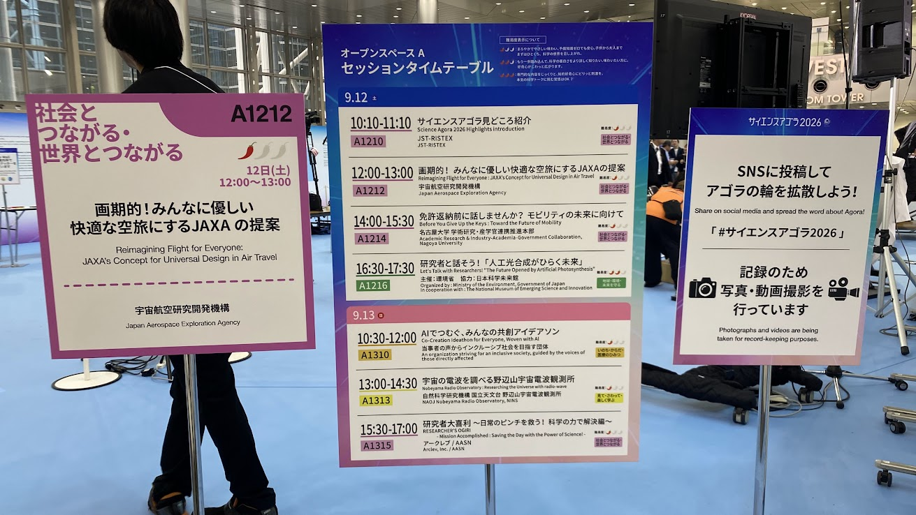 サイエンスアゴラ2026オープンスペースAのセッションタイムテーブル