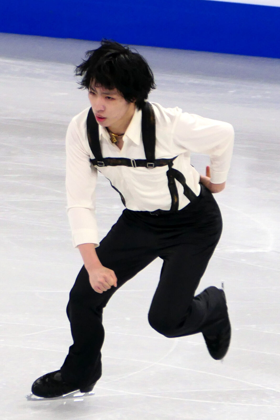 2024年世界選手権男子フリーで演技する三浦佳生